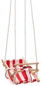 Schaukelsitz Bambini, Seile längenverstellbar bis 200 cm, mit verzinkter Aufhängung, rot-weiß