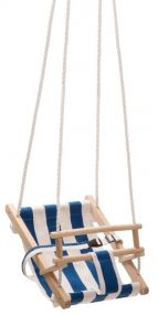 Schaukelsitz Bambini, Seile längenverstellbar bis 200 cm, mit verzinkter Aufhängung, blau-weiß