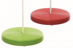 Tellerschaukel, Seile längenverstellbar bis 200 cm, mit verzinkter Aufhängung, rot und grün