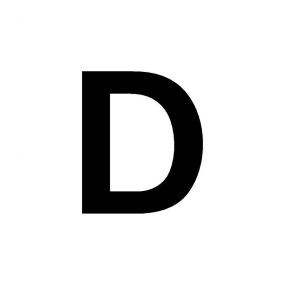 Buchstaben, 50 mm, D, Kunststoff, schwarz, selbstklebend, 0,3 mm, 1 St