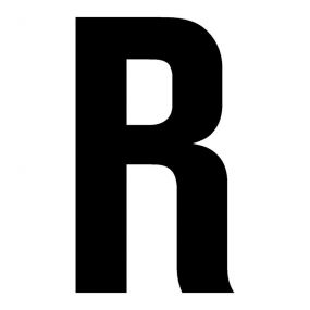 Buchstaben, 100 mm, R, Kunststoff, schwarz, selbstklebend, 0,3 mm, 1 St