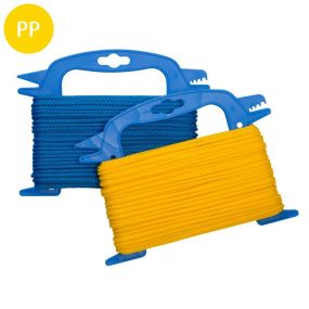 Seil, 8-fach geflochten, Polypropylen, multifil, 3 mm, gelb / blau, 30 m, 8 St