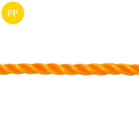 Seil, 3-schäftig gedreht, Polypropylen, monofil, 6 mm, orange, 1 m, 80 m