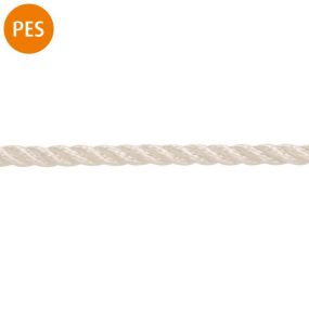 Seil, 3-schäftig gedreht, Polyester, 6 mm, weiß, 1 m, 80 m