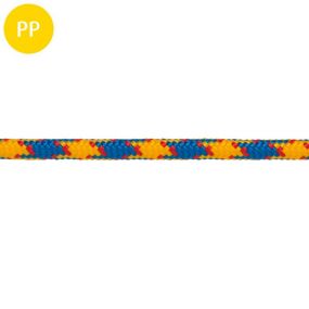 Schot-Leine, 16-fach geflochten, Polypropylen, multifil, 6 mm, gelb-blau-rot, 1 m, 80 m