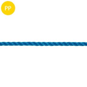 Seil, 3-schäftig gedreht, Polypropylen, multifil, 6 mm, blau, 1 m